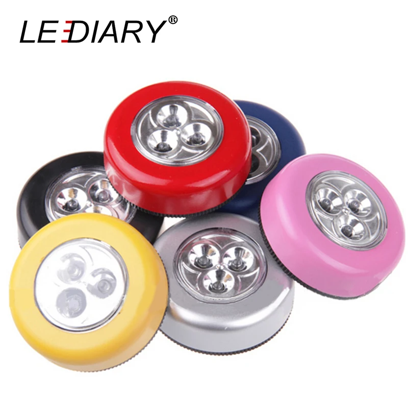 

LEDIARY 4PCS/Lot Battery Powered Stick Tap LED Touch Lamp 3LEDs/4LEDs Round Veilleuse Mini Cordless Kids Touch Lamp
