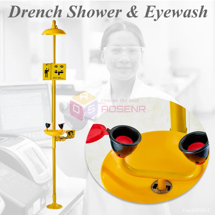 Intbuying Emergency Acid Wash Drench Shower with Eyewash 