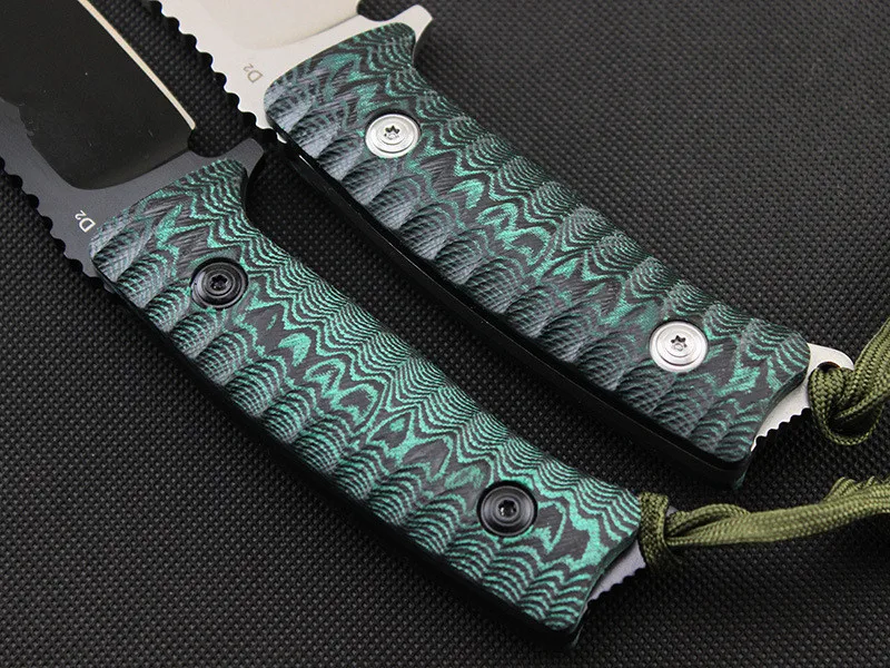 High Quality fixed D2 blade Black Green Micarta handle tactical hunting knife outdoors camping survive knives & K sheath High Quality fixed D2 blade Black Green Micarta handle tactical hunting knife outdoors camping survive knives & K sheath