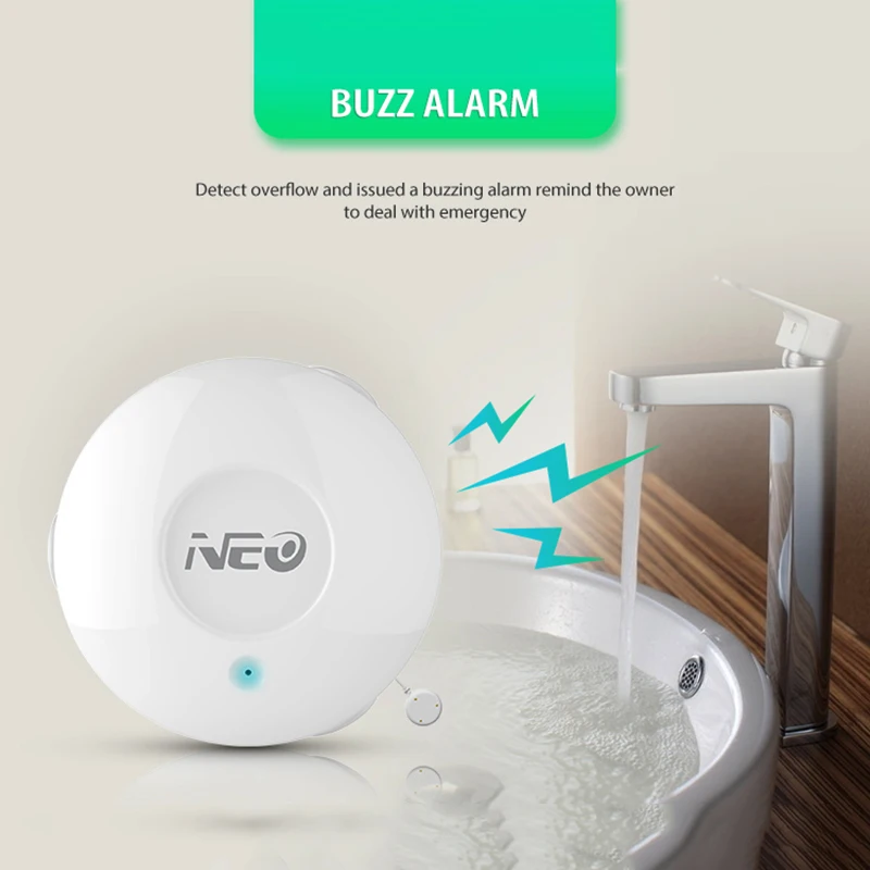 NEO Coolcam Z-Wave Water Sensor With Probe Flood Water Leak Alarm Sensor Water Leakage Sensor Zwave Alarm Home Automation System