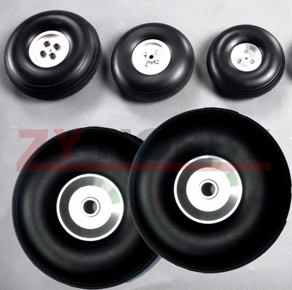 1 pair of 4 101 6m RC Airplane PU wheel with Dia Casting Aluminum Hub NEW