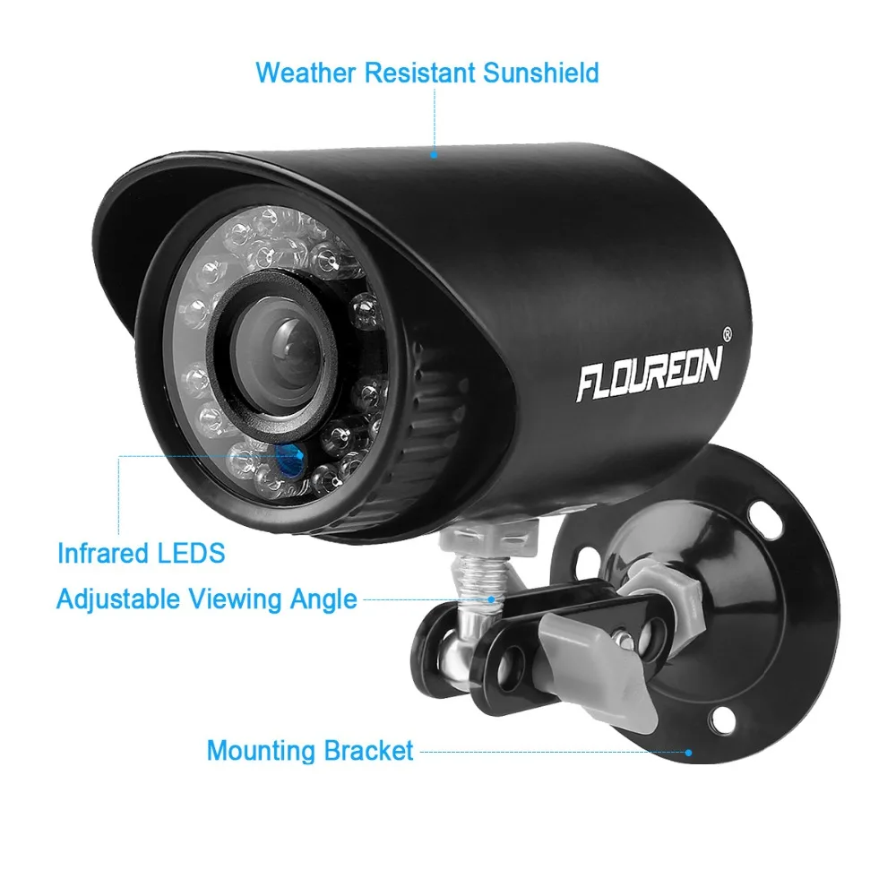 FLOUREON AHD 4CH CCTV 1080N HDMI DVR 1.0MP 1500TVL Открытый Всепогодный набор камеры видеонаблюдения домашняя система безопасности комплект видеонаблюдения