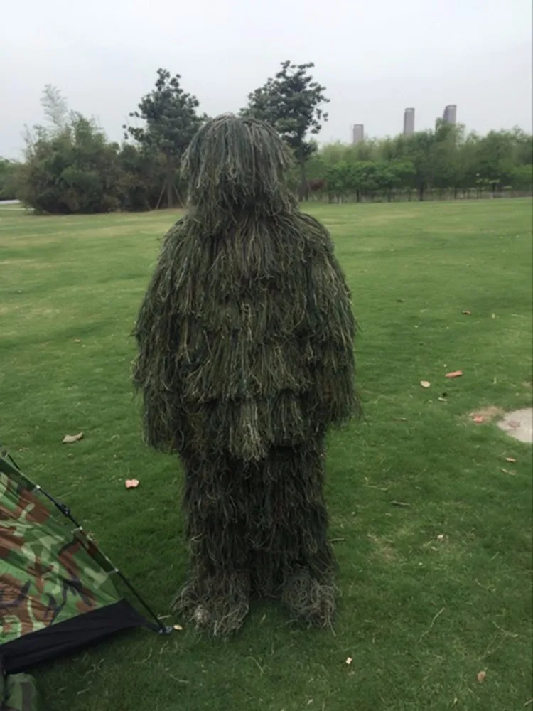 Лесной дизайн камуфляж охота Ghillie костюм Тип Травы одежда, yowie Снайпер 3D бионический костюм Джунгли белая пустыня