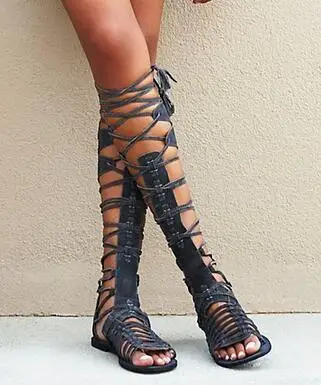 Chaussures Haute Picture En Genou The Bout Cravate Ouvert as Picture Daim As Gladiateur Bottes Zip À Sandales 2019 Femmes Plat Sandalias Mujer Mode Croix 8X0NnwOPk