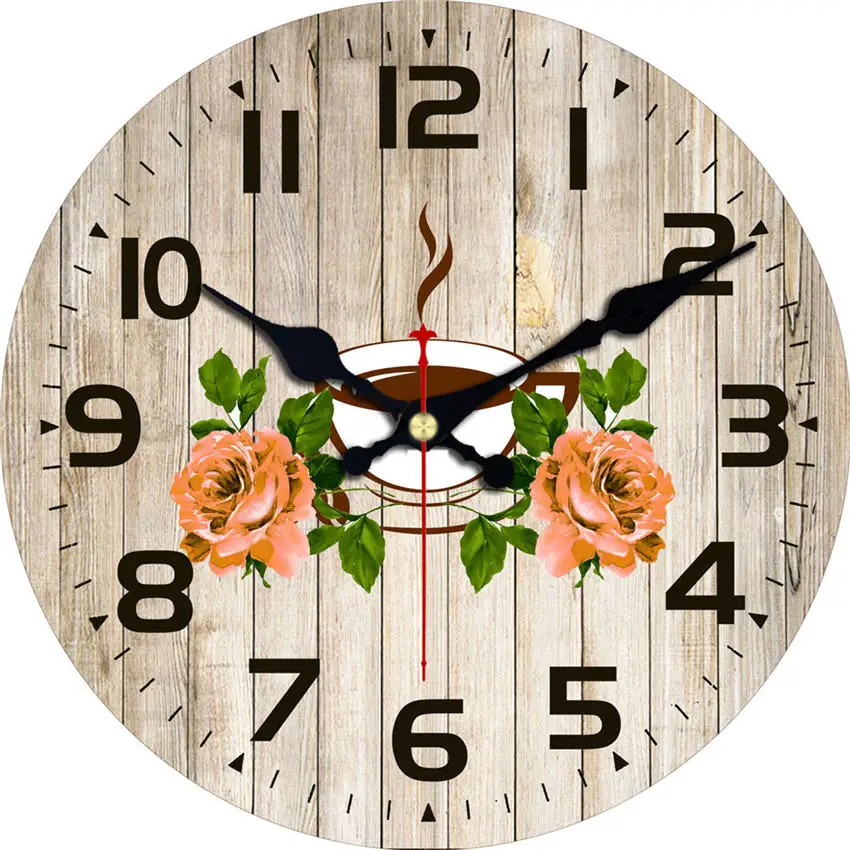 Vintage Abstract Roman Numerals Easy To Read 16 inch  Wooden Cardboard Wall Clock CHIANTI CLASSICO Clock For Living Room Decor 