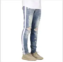 Для мужчин джинсы для женщин Новинка 2018 года Осень Slim Fit отверстия эластичные джинсы полной длины мотобрюки Мужской верхняя одежда мода
