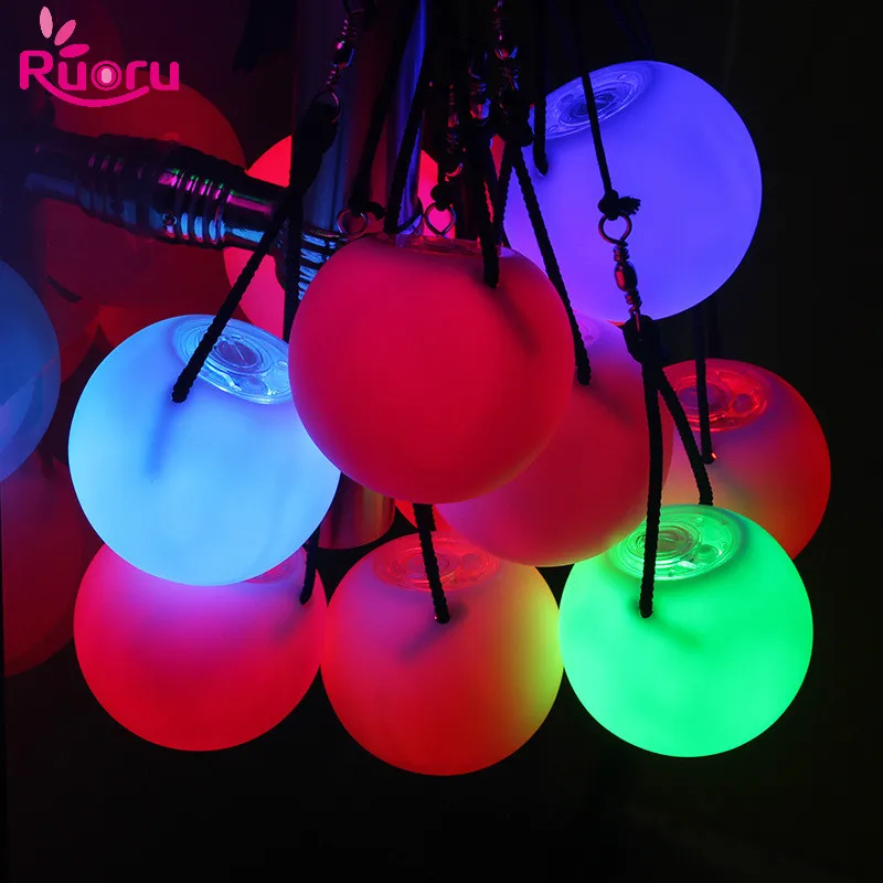 2 pieces = 1 pair belly dance balls RGB glow POI thrown balls light up for belly dance hand props stage performance accessories