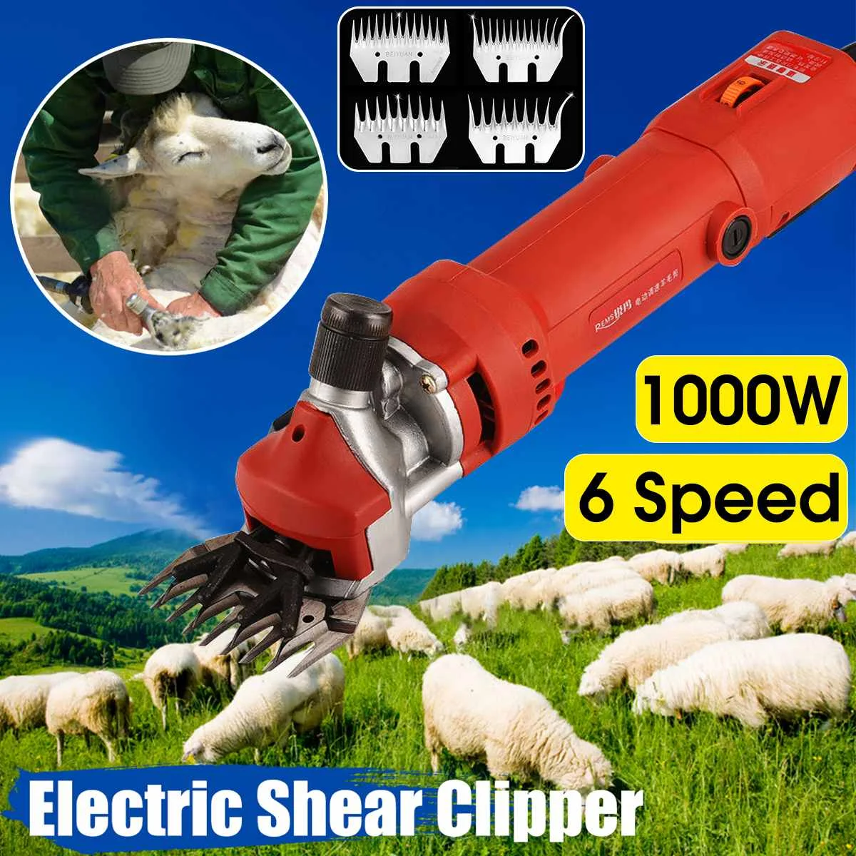

NEW 1000W 220V 2400R/Min Electric Shearing Clipper Shear Sheep Goats Alpaca Shears Pet Hair Shearing Machine Cutter Wool Scissor