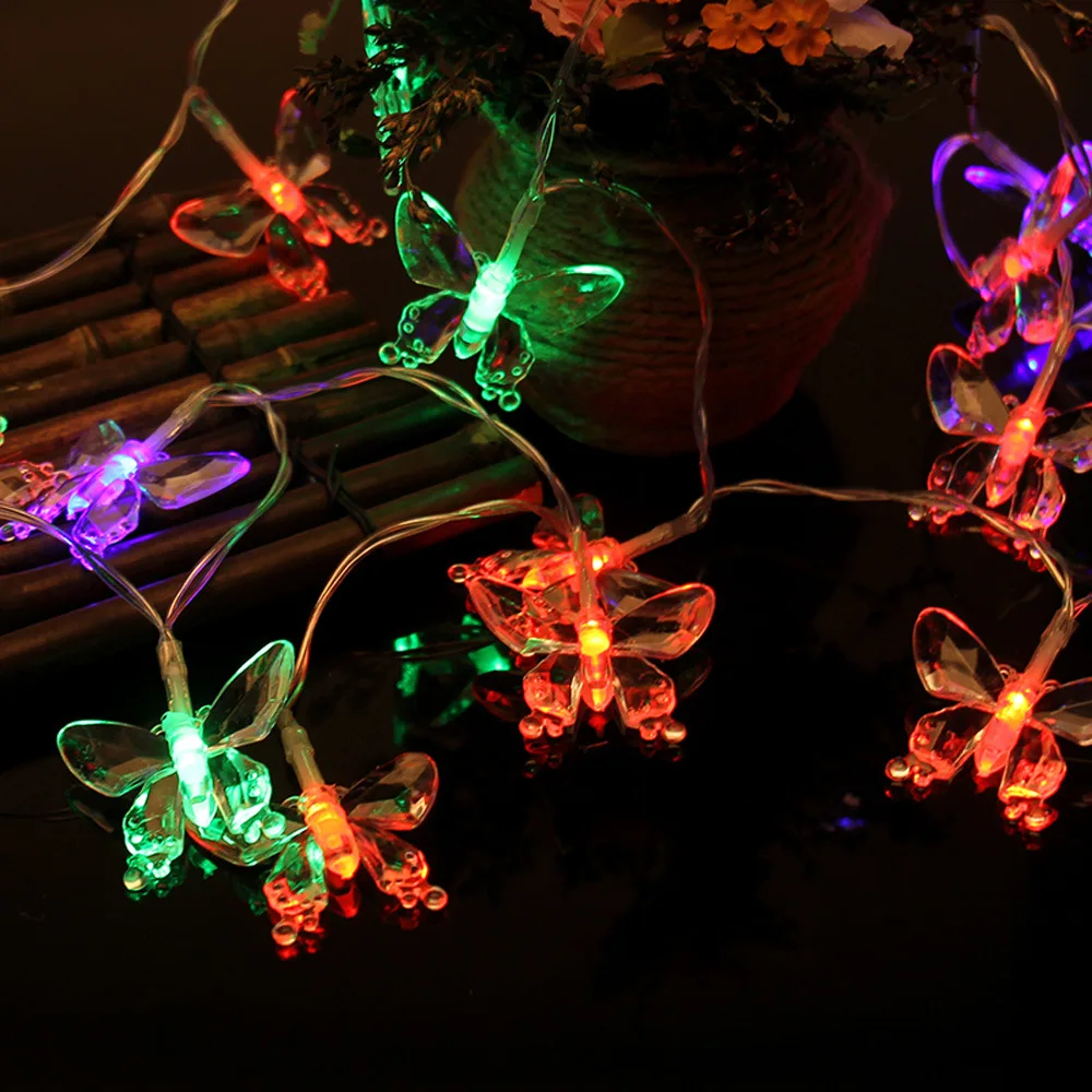 Waterproof 20 LED Butterfly Shaped Light String Changable Festival