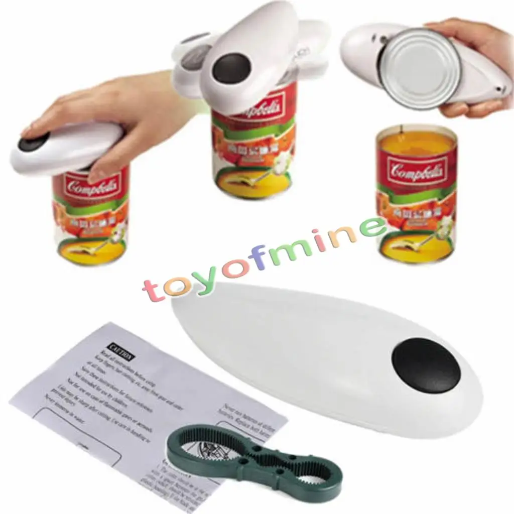  Automatic Tin Can Opener One Touch Electronic Electric Hands Free Operation Kitchenware with Jar bottle Wrench Stainless Steel 