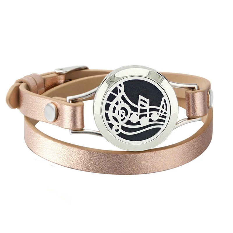 25 мм эфирное масло медальон со светорассеивателем браслеты 316l Нержавеющая Сталь Серебряный браслет для ароматерапии браслет с розовым золотом(5 подушечек - Окраска металла: RG018