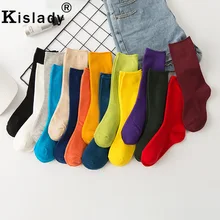 Весенние новые женские пушистые носки кавайного цвета корейские винтажные пушистые носки Харадзюку оранжевые желтые забавные носки уличная одежда