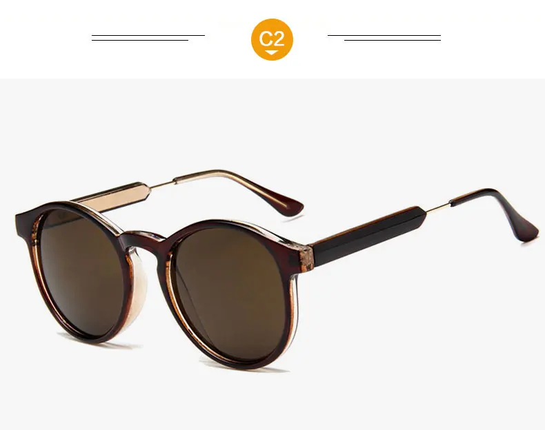 Ретро Круглые Солнцезащитные очки для женщин и мужчин фирменный дизайн прозрачные женские солнцезащитные очки для мужчин Oculos De Sol Feminino Lunette Soleil