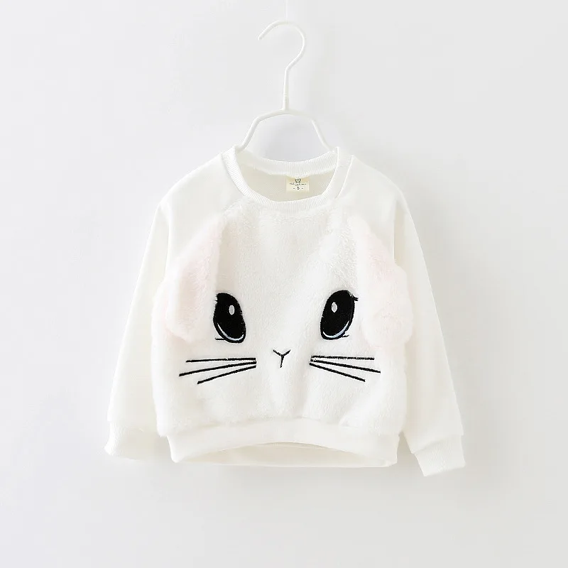 Комплект одежды для девочек с рисунком кролика, кота, футболка с длинными рукавами, топы и юбка, комплект из 2 предметов, модный осенний костюм, 2 цвета, 80-120, с рисунком кролика, k1