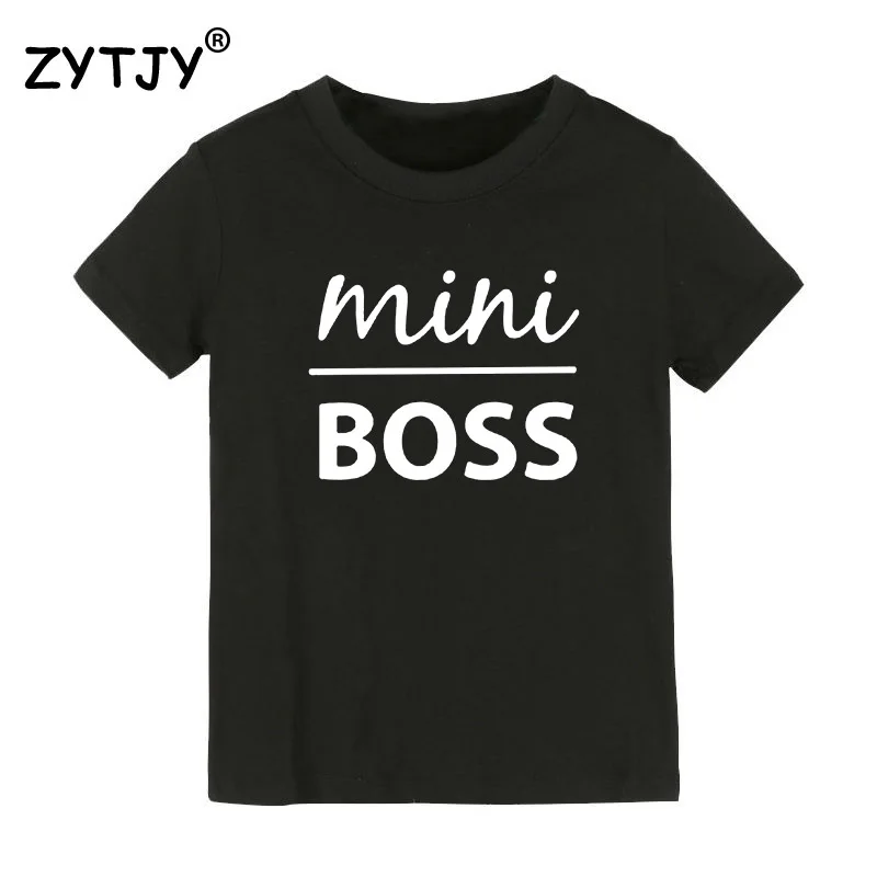 Детская футболка с надписью «mini boss» футболка для мальчиков и девочек, одежда для малышей Забавные футболки Tumblr, Прямая поставка, Y-139