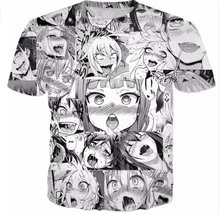 Sondirane New Fashion Womens/Mens Cartoon Ahegao Funny 3D Print Casual T-Shirt Summer Hip Hop Tops Short Sleeve Comfortable Tees