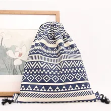 Модный женский тканевый рюкзак на шнурке, ретро этнический ветровой карман, сумка на шнурке, Студенческая спортивная сумка, worek placak sznurek