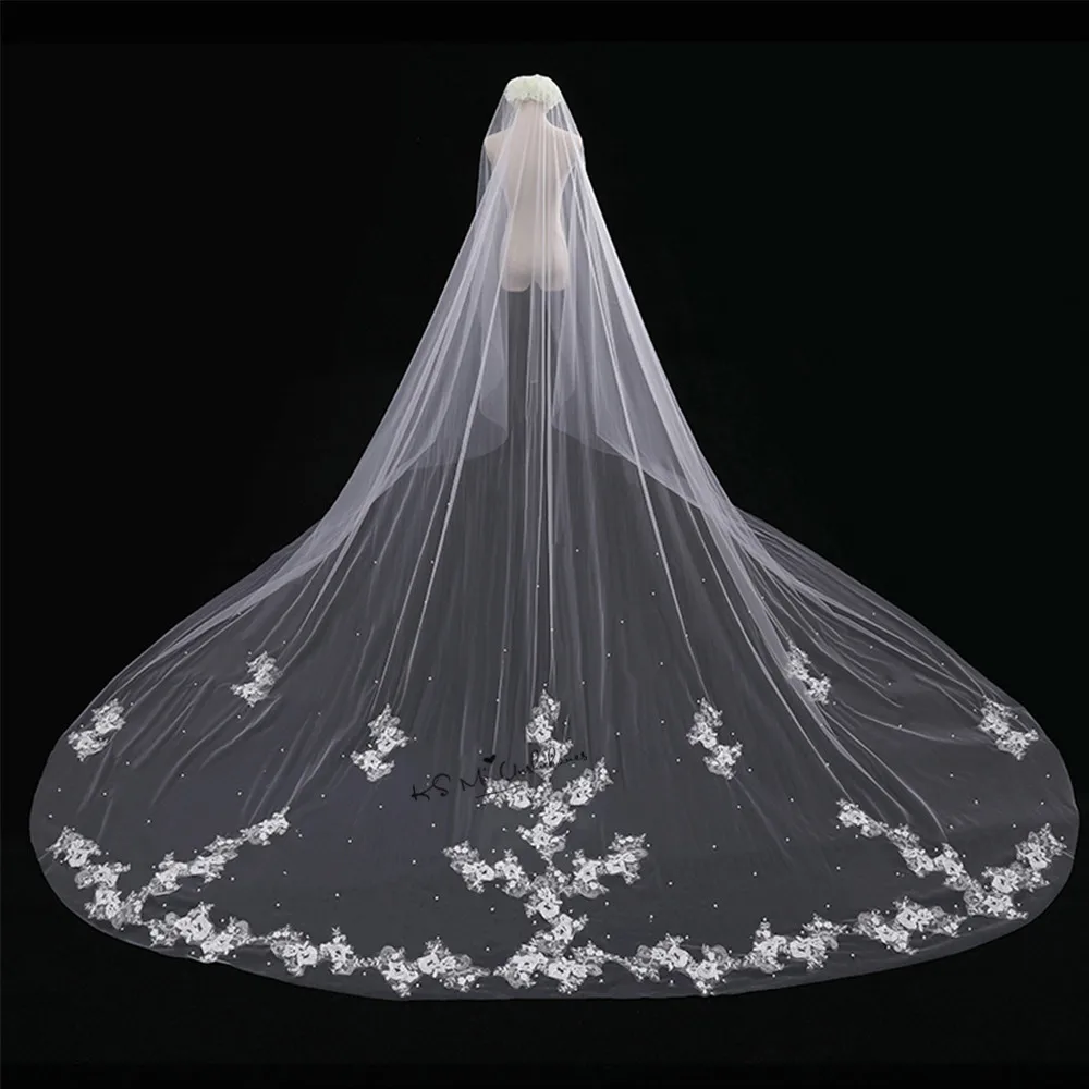 3 Meter Cathedral Wedding Veils Long Lace Edge Bridal Veil Wedding