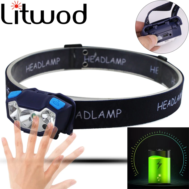 

T19 Z40 Body Motion Sensor Mini Rechargeable LED HeadLamp 5000LM Portable LED Head Light Lamp Camping Flashlight USB lantern