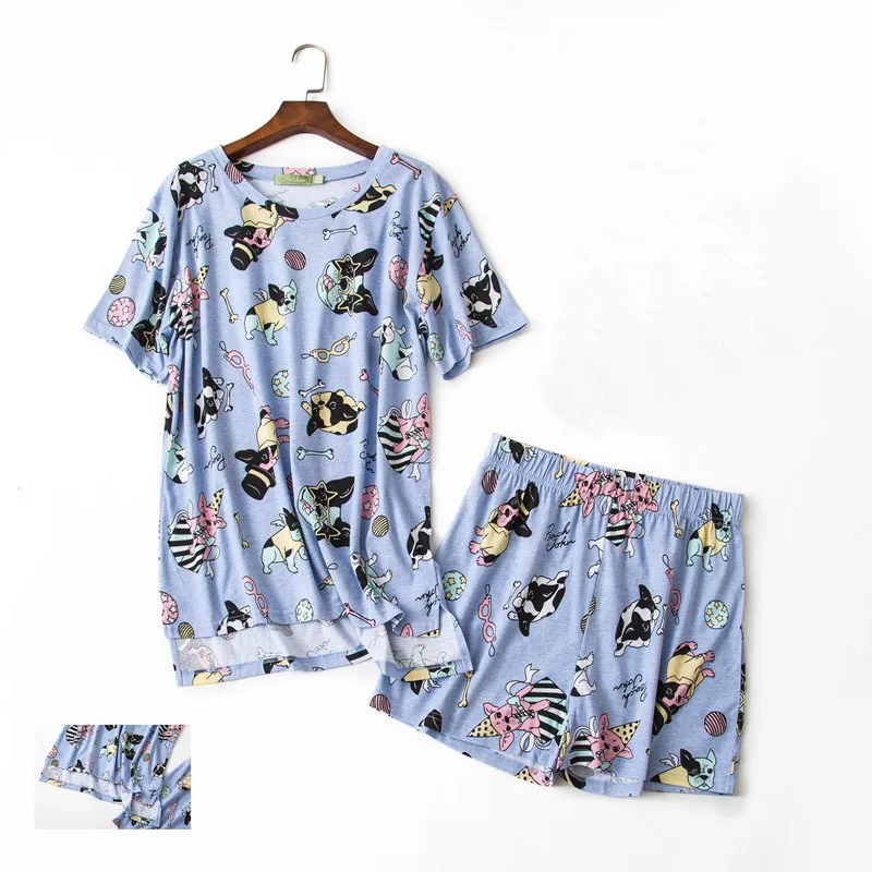 Cute Dogs Shorts Pajama Sets Women Animal Cartoon Prints