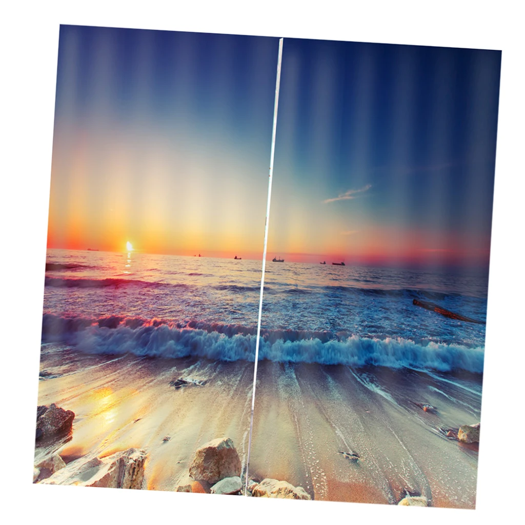 Practical Window Treatment Decorative Polyester Scenery 3D Printing Picture Blackout Curtain, 2 Panels/Set (59'W x 65'L)