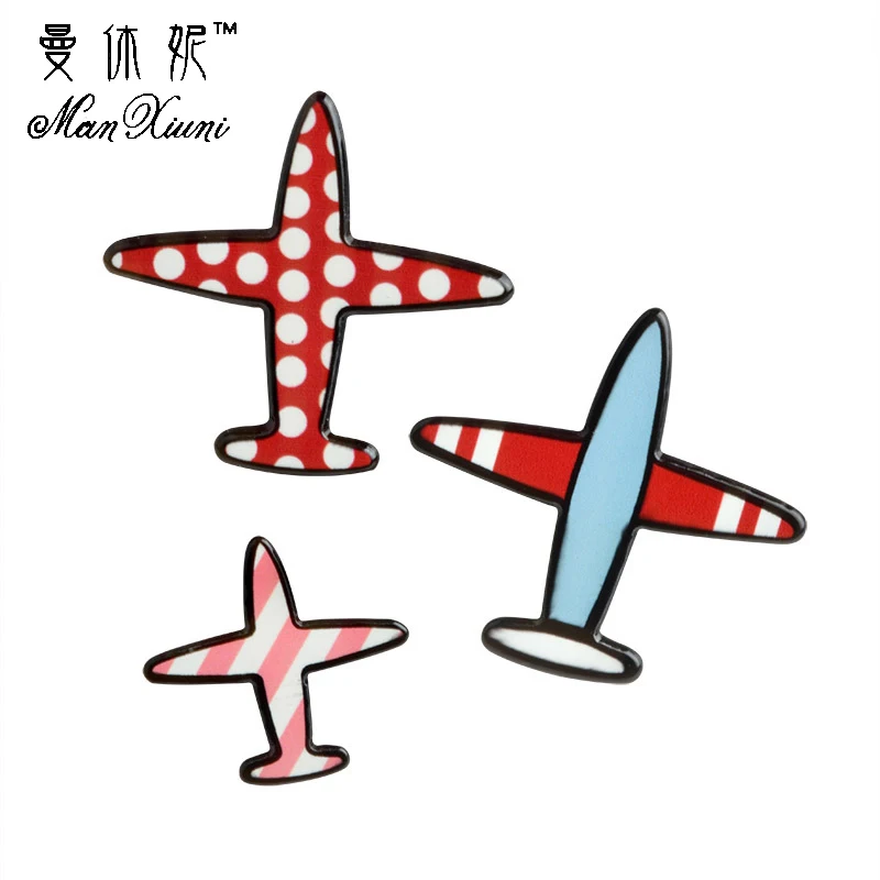 Manxiuni 3pcs/set Cartoon Wave Point Stripe Aircraft Plane Metal Brooch Pins Collar Button Pin Denim Jacket Lapel Badge Gift | Украшения и