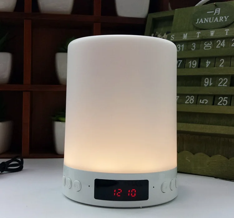 

Night Lights Bluetooth Speaker Bedside Lamp Touch Control Alarm Clock Color LED Color Wireless Speaker with Lights