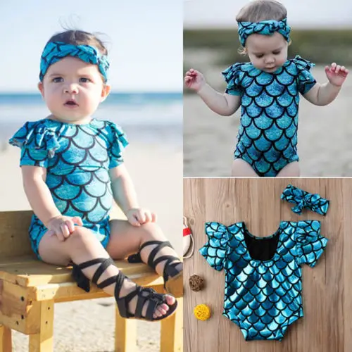 

Summer Kid Baby Girl Mermaid Bikini Set Costume Swimmable Swimwear Swimsuit Bathing Suit
