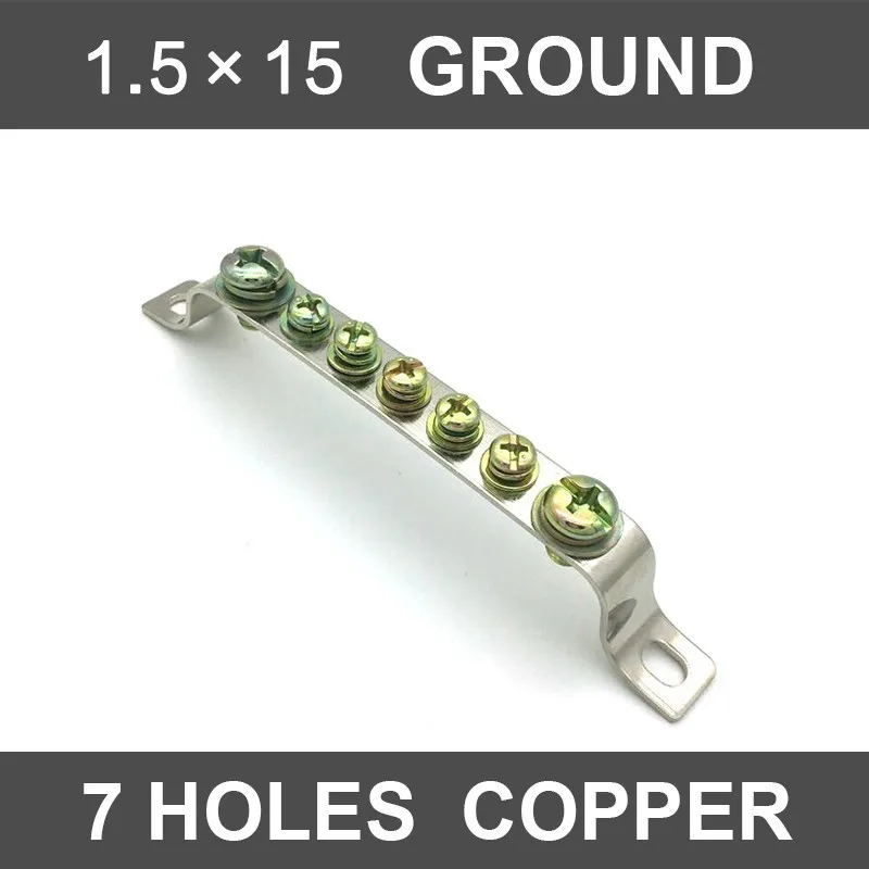 

7 Hole Land Row 1.5*15 Zero Line Row Distribution Box Connection Terminal Block Ground Copper Strip