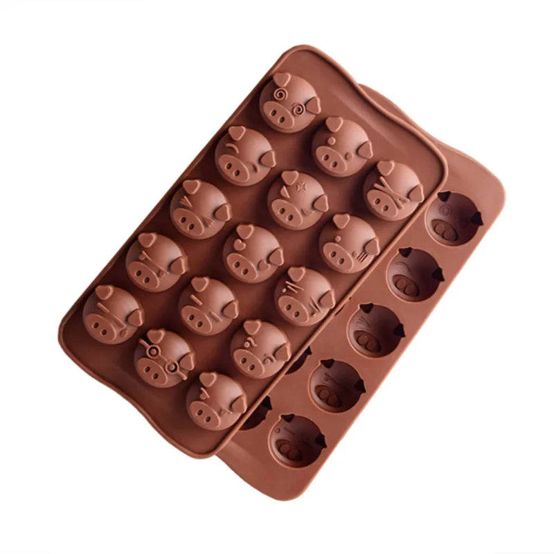 1Pcs Sugarcraft Funny Pig Shaped Silicone Molds 15 Holes Soap Candy Fondant Chocolate Mould Kitchen DIY Cookies Cake Cutters