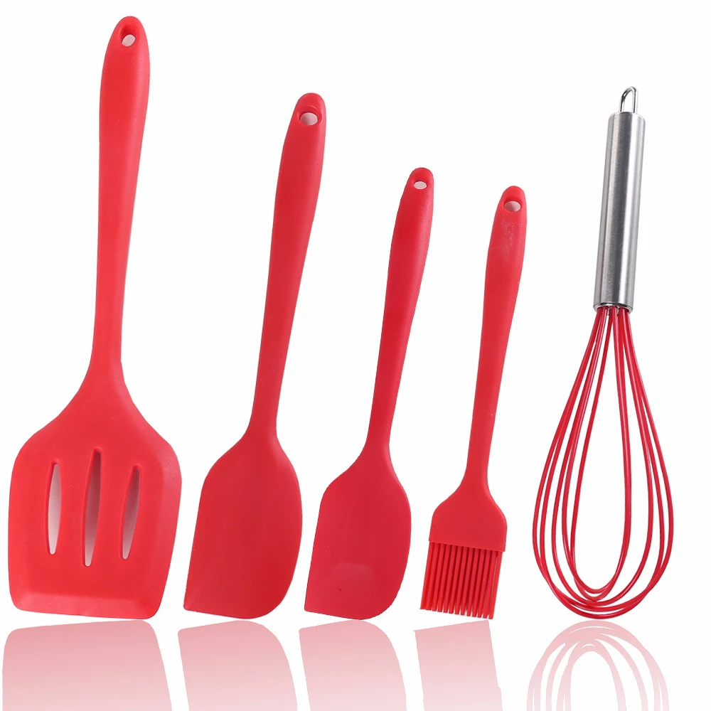  5-piece Eggbeater Set Food Grade Silicone Kitchen Scraper Sweeper Shovel Baking Tool Non-stick Cook