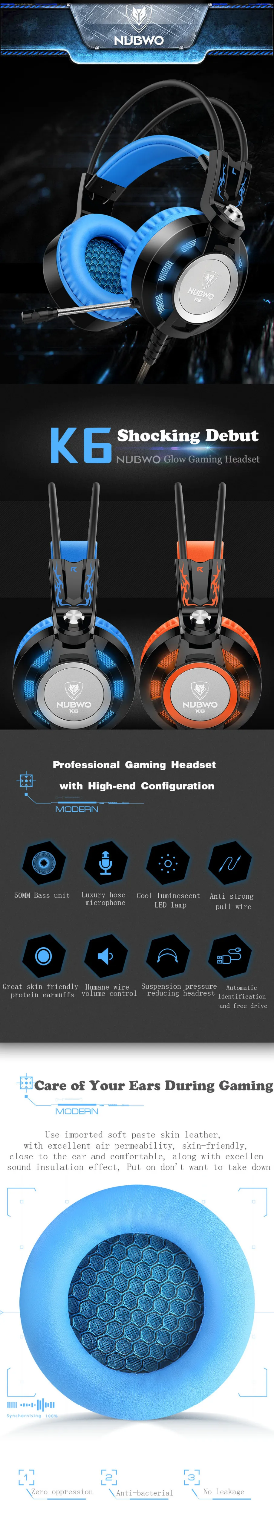 Game Headphones Nubwo K6 Gaming Headset 