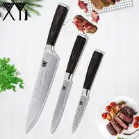 New Stainless Steel Knife Set 3.5"Paring 5"Utility 8"Chef Knife Color Wood Handle Cooking Tools XYJ Brand Pattern Kitchen Knives