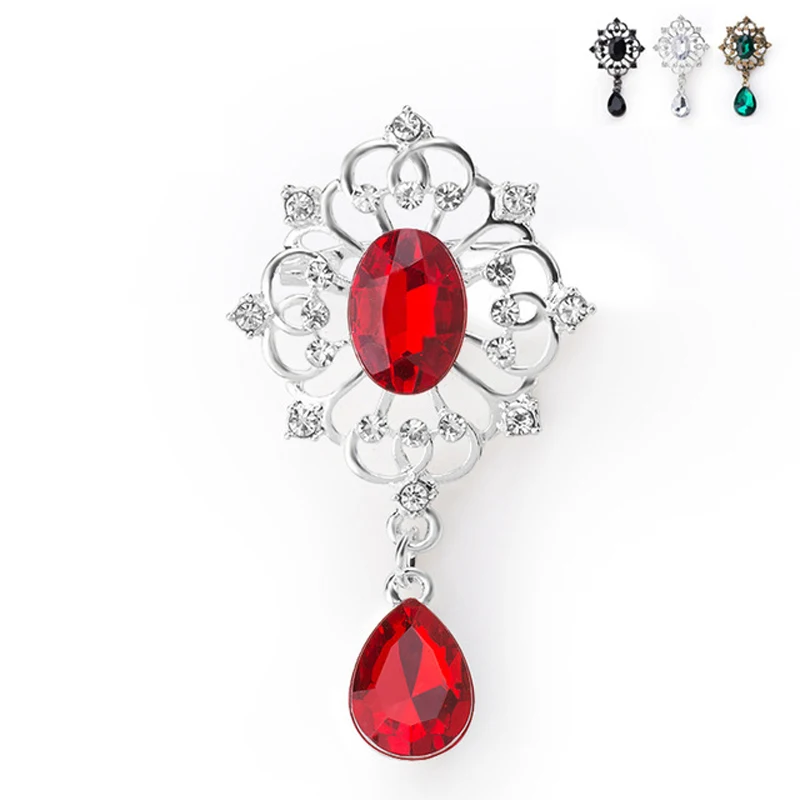 

New Vintage Waterdrop Crown Brooch Rhinestone Crystal Women Bridal Wedding Brooch Pin Party Dropping Jewelry Mujer Bijoux Gift