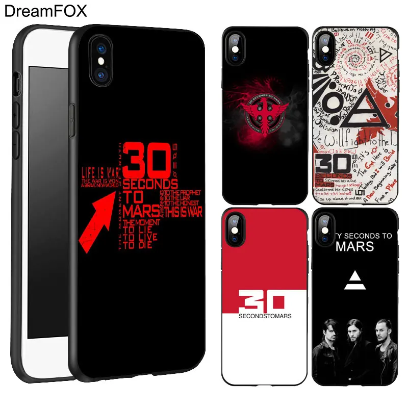 DREAMFOX K005 30 Seconds To Mars Logo Black Soft TPU Silicone Case Cover For Apple iPhone XR XS Max X 8 7 6 6S Plus 5 5S 5G SE |