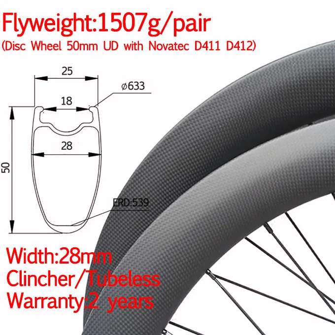 Perfect Super light width 28mm carbon road bike disc wheel clincher tubeless straight pull cyclocross wheelset thru 12*100  12*142 0