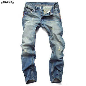 

Fashion 2020 Mens Denim Pants Hole Jeans Masculino Long Trousers skinny ripped distressed blue jeans casual mens джинсы