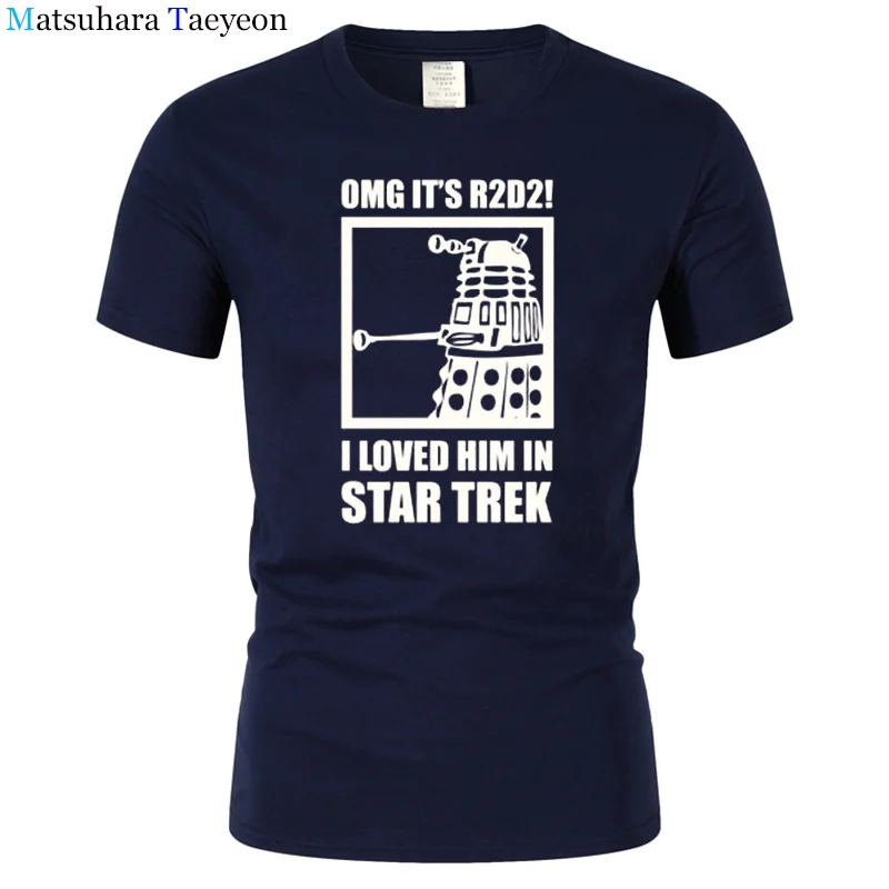 

brand Short Sleeve T-shirt OMG It's T men R2D2 Dalek Star Wars Dr Who Trek Funn round collar printing T Shirt