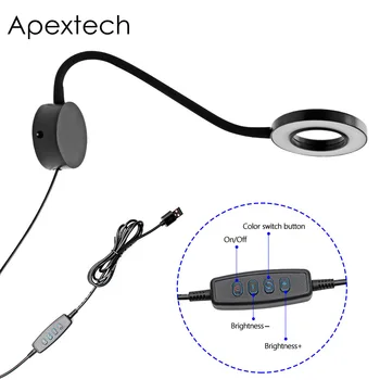 

Apextech LED Dimmable 3 Colors Switchable Bedside Wall Mounted Reading Light DC5V USB Input Children Study Lamp Workbench Light