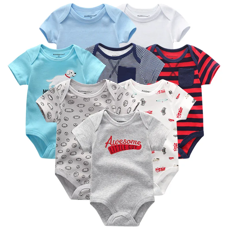8 шт./лот; одежда для маленьких девочек; боди; одежда для маленьких девочек; хлопковая одежда с единорогом для мальчиков; Roupas de bebe; одежда с короткими рукавами для новорожденных