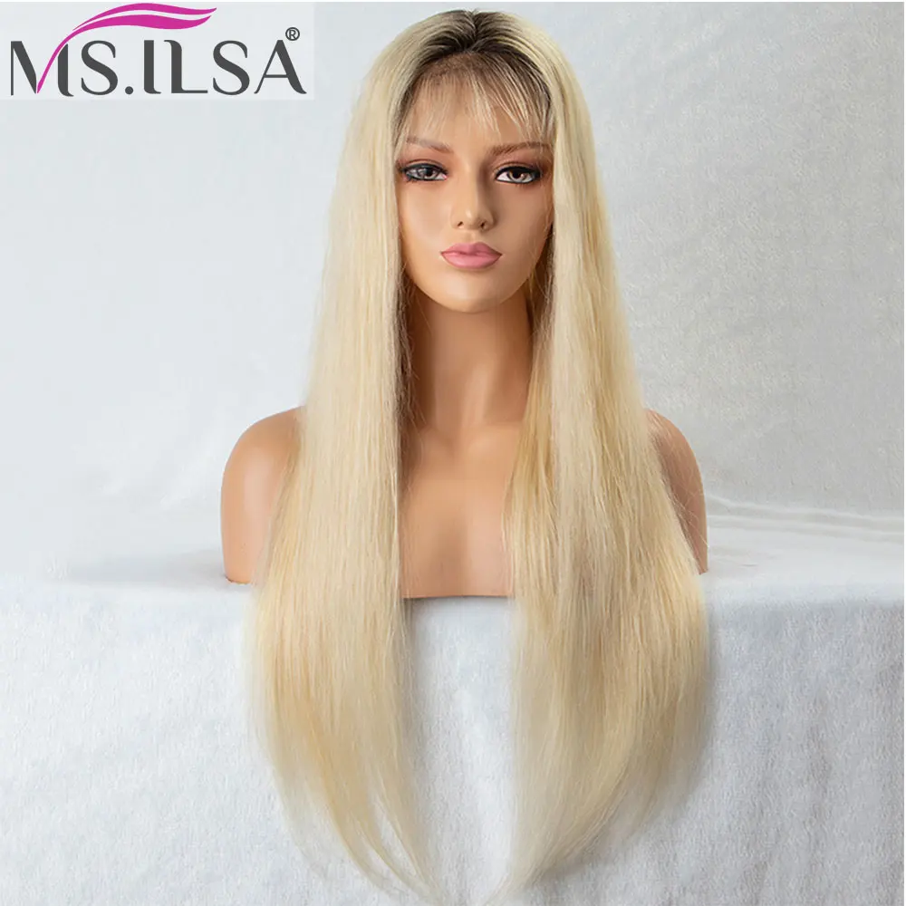 Синтетические волосы на кружеве натуральные волосы Искусственные парики для черный для женщин Ombre 613 блондинка натуральный прямой 150%