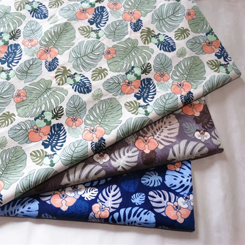 

Pure Twill Cotton Fabric Leaves Printed Pure Cotton No Fluorescent Agent Fabric Use for Baby Sewing Quilt &sheet DIY