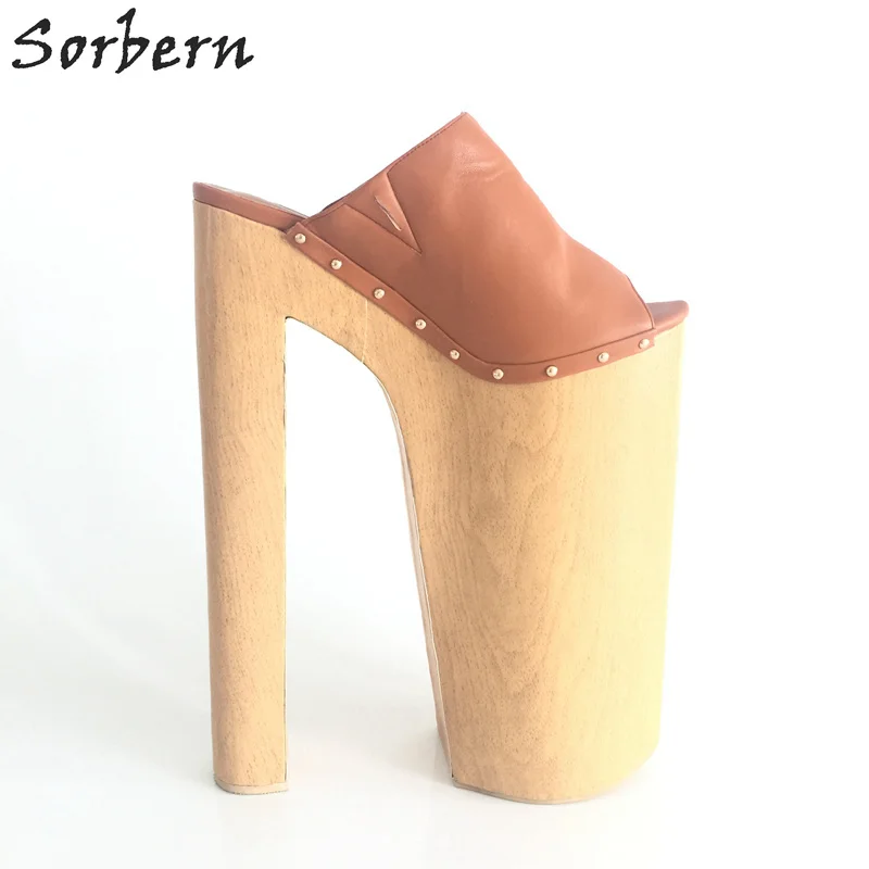 Sorbern/коричневая обувь из искусственной кожи; женская обувь на массивном каблуке и платформе; Летние босоножки на высоком каблуке; разные цвета; размеры EU34-46
