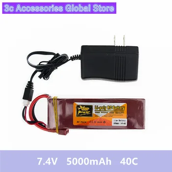 

Upgrade Lipo 7.4 V 2S ZOP Drone Batteria 5000mah Battery 40C XT60 T Plug With Charger Set For RC Quadcopter Helicopter Truck