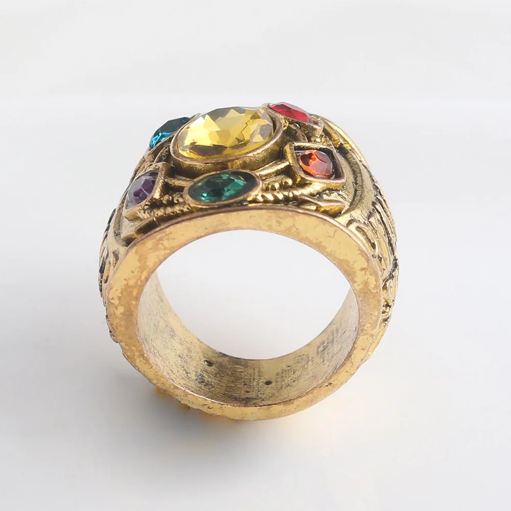 SG New Gold Thanos Infiniter Power Gauntlet Crystal Rings Avengers 3 Infinity War The Space Stone Girl Women Boys Cosplay Ring