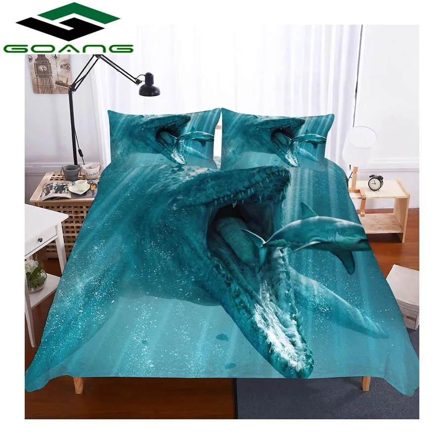 

GOANG 3d digital printing Sea world shark bedding set duvet cover bed sheet pillow case 3pcs theme hotel bedding home textiles
