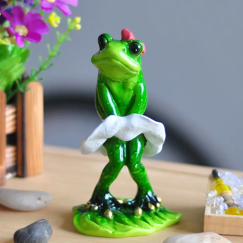 Animal Ornaments Resin Yoga Frog Figurines Miniature Frog Figurines