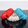 Bracelet Howlite extensible, blanc, rouge et bleu, à large enroulé, en forme de doigts, en pierre, pour hommes, bijoux de guérison, yid038 ► Photo 3/6