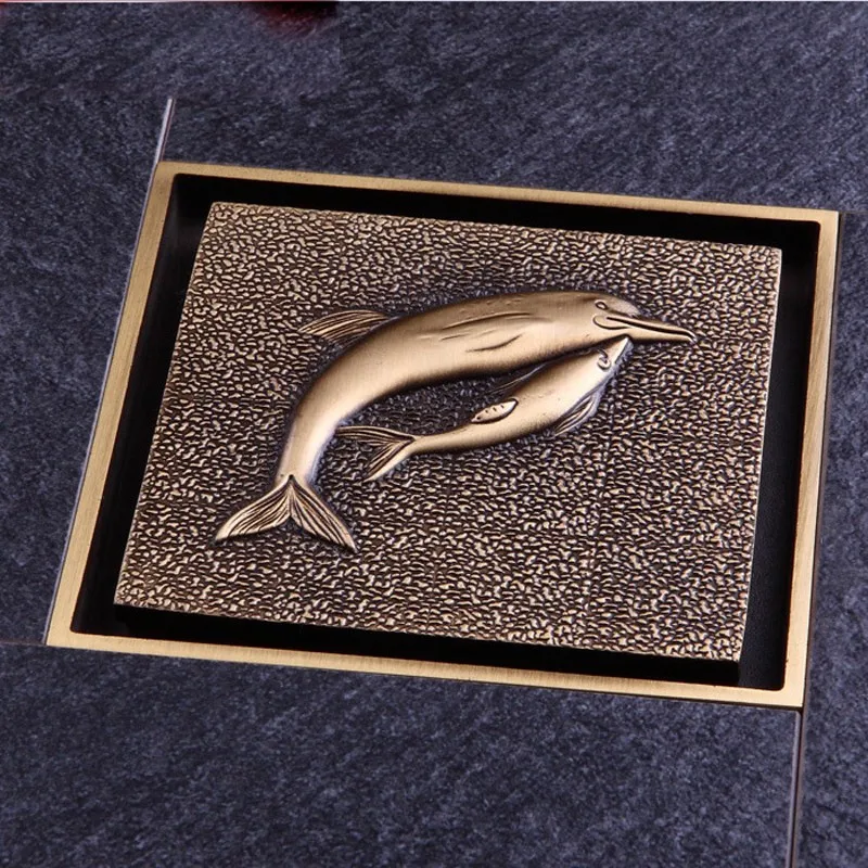 Antique Brass Decorative Drain Covers Shower Floor Drain 100mm