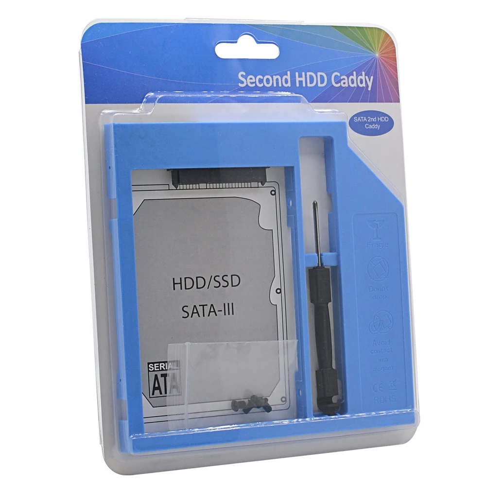 Новые Пластиковые Optibay Для Ноутбука 9 мм 9.5 мм 2.5 ''SSD HDD Caddy 9.5 мм SATA 3.0 Адаптер DVD Жесткий Диск с Драйверами Случае корпус